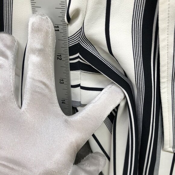 H&M Wide Leg Tie Waist Pants Womens Size 2 White Blue Stripe Beachy Culotte - Picture 6 of 9